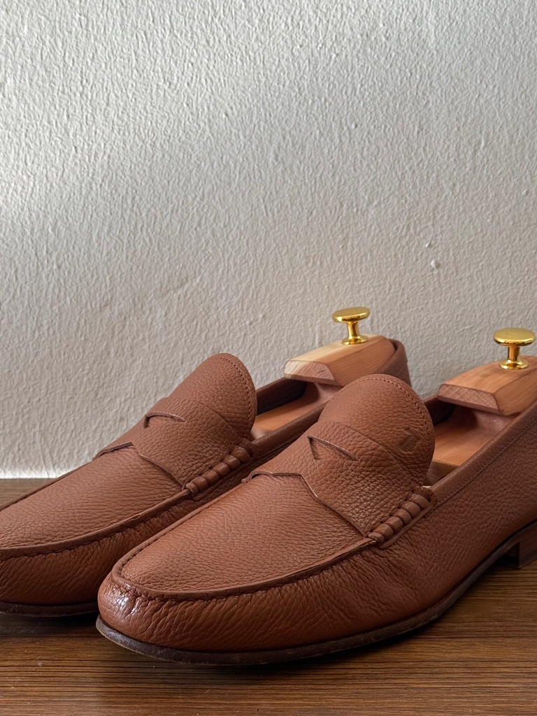 Tod's Pebbled Leather Penny Loafers Men's Size 11 Made In Italy Cognac Brown Lux